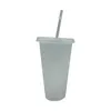 반짝이 음료 텀블러 24oz 반짝이 플라스틱 컵 반짝이는 텀블러와 밀짚 여름 재사용 가능한 콜드 음료 컵 커피 맥주