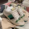 Screener sneaker beige Butter Dirty leather Shoes running vintage Red and Green Web stripe Luxurys Designers Sneakers Bi-color rubber sole Classic Casual Shoe0029