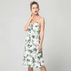 Verão Botão das Mulheres Floral Impressão Dress Off-Shoulder Party Beach Senhoras Senhoras Plus Size Boho Spaghetti Vestidos Longos 210608