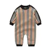 Barnkläder Baby Boy Girl Jumpsuits Knitting Rund Neck Brow Långärmad 100% Bomull Kläder 1-2 år gammal