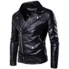 Veste de pilote en cuir PU pour hommes, manteau de moto décontracté en fausse fourrure pour hommes, fermeture éclair diagonale, Slim, grande taille 2022, M-5XL