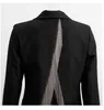 Drapeau Hiver Petite Veste de costume pour Famale Design Niche Dos Hollow Split Tassel Black Blasers lâches YJ912 211122