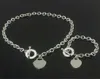 Julklapp 925 Silver Love Necklace Armband Set Wedding Jewelry Heart Pendant Halsband Bangle Set 2 i 1271H