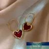 Sweet New Trend Enamel Red Love Heart Hoop Earrings for Women Temperament Elegant Simple Drop Earrings Girls Party Jewelry Factory price expert design Quality