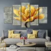 5 Panels Home Docor Gelbe Blume Poster Und Drucke Leinwand Malerei Große Größe Wand Kunst Bilder Für Wohnzimmer Wand dekoration