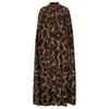 Twotwinstyle kvinnlig cardigan coat o nacke kappa ärme print leopard maxi kappor för kvinnor höst vintage mode 210914