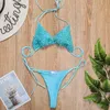 Sexy Pearl Bikini Femmes Deep V Maillot De Bain Femme Maillots De Bain String Push Up Set Taille Basse Maillots De Bain Summer Beach Wear 210621