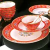 86pieces enamel color bone china tableware set Jingdezhen painted gold high-end dishes home to move the wedding Hotel Clubhigh quatity