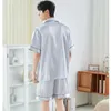 Pijama de seda de cetim de calça de sono masculina para homens para homens Rayon Summer Summer Macho Pijama Conjunto de Pijamas Softgown