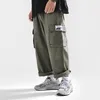 Men039s Broek Casual Militair Groen Zwart Japans Cargo Brede Voet Trend Losse Retro Pakket Men1961794