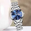 LIGE Femmes Montres Dames Simple Plein Acier Bleu Quartz Horloge Casual Mode Montre Sport Étanche Montre-Bracelet Relogio Feminino 210527