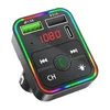 F2 Receptor Bluetooth para automóvil Adaptador 5.0 Transmisores FM Kits de manos libres Audio inalámbrico Reproductor de música MP3 3.1A Cargador rápido PD USB dual con retroiluminación LED colorida