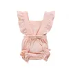 Органические хлопчатобумажные девочка Одежда Летняя двойная марля дети rugle Romper комбинезон пыльный розовый пассуит ​​для рождения 25 210816