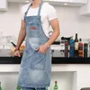 Weeyi vintage azul cozinha jeans aventais para homens mulheres unisex homewear workwear avental para cozinhar chef barista barman delantal y200103