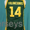 # 14 JONAS VALANCIUNAS Lietuva Lituanie maillot de basket-ball vert cousu personnalisé avec n'importe quel numéro