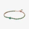 Bijoux fins Authentique Perle En Argent Sterling 925 Fit Pandora Bracelets À Breloques Lien Vert Étincelant Pave Tennis Chaîne De Sécurité Pendentif 203a