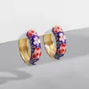 Beautiful Flowers Design Pattern Charm Gilding Basic Hoop Colorful Big Round Hard Earrings 9 Colors Optional Wholesale