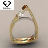Anello con diamanti a forma di triangolo geometrico creativo Bizuteria in oro 14 carati con pietre preziose per le donne Anello con anelli di peridoto Bague Etoile 20194449729