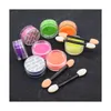 Neon Pigment Eyeshadow Proszek z pędzlem 12 Mieszane Jasne Prawdziwe Kolory Eye Shadow Pigmenty Fluorescencyjne Matowe Mika Barwnik Barwnik Neon Makeup