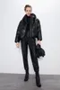 새로운 여자 겨울 유럽 패션 후드 우스운 우주 PU 가죽 아래로 면봉 된 짧은 파카 코트 카사코스 xssml