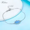 Kaletine, pulsera de plata de ley 925 auténtica, pulseras de ópalo azul y blanco para mujer, joyería de moda Hamsa Hand of Fatima