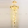 Luxo Moderno LED Cristal Chandeliers Villas de Ouro Espiral Escadas Pingente Luzes Para Hotel Lobby Restaurante Exposição Salão Center Center Luminárias Iluminação