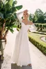 Beach Wedding Dress 2021 Chiffon Off Shoulder Long Sleeve Floor Length Simple Beach Bridal Gown Low Back Cheap Women Brides Elegant