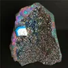 Objets décoratifs Figurines Rare et beau spécimen de grappe de cristal de quartz Halo de flamme bleue