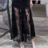 Sexy Mesh Womens Tulle Skirts Summer High Waist Long Black Jeans Skirt Mesh Tutu Pleated Denim Patchwork Midi Skirt Saias 210619