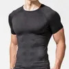 Męskie Szybkie Dry Fitness Tees Outdoor Sport Running Wspinaczka Krótkie Rękawy Solidne Koszula Rajstopy Bodybuilding Topy Mężczyźni Pod SK 210714