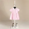 Baby Girls Hot Summer 2019New Sale Solid Färg Solid Kortärmad Kort Vintage Princess Klänningar Tjej Kläder Q0716