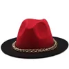 Chapeau Fedora dégradé pour femmes hommes Fedoras en vrac hommes femmes chapeaux en feutre avec chaîne femme homme casquette Panama femme mâle Jazz haut casquettes printemps automne hiver vente en gros noël