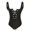 Eendelig badpak Dames Wit Sexy Bandage Lace Up Pak Badmode Hollow Out Monokini Bodysuit Beachwear