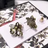 Designer Bee Stud Earrings for Women High Quality Vintage Copper Pearl Crystal Bees Animal Earring Jewelry Gifts Dropship3388884