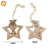 4pcs étoile de noël pendentifs en bois ornements arbre de noël ornement bricolage bois artisanat enfants cadeau pour la maison décorations de fête Y201020