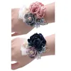 Dekorativa blommor kransar 2 paket med handleden corsage hand br￶llop brud blommor f￶r prom party homecoming