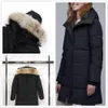 Womens Winter outdoor vrijetijdssport donsjack witte eend winddichte parker lange leren kraag cap warme echt wolfsbont stijlvolle designer klassieke avonturenjas