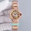 Prachtig Geel Goud Volledige Crystal Diamond Horloges Automatische Mechanische Romeinse Nummer Horloge Roestvrij staal Sapphire Clock 33mm