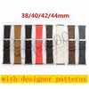 Top Luxury Designer Watchbands 42mm 38mm 40mm 44mm alça para iWatch 2 3 4 5 6 bandas relógio de couro pulseira pulseira moda flor relógio homens e mulheres presente