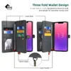 2021 New Retro Leather Wallet Cell Phone Cases For Iphone 13 XR XS 12 11 Pro Max 6 7 8 Plus Multi Card Slots Magnetic Detachable 2 In 1 Flip Stand Cover With Hand Strap