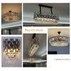 Modern American Black Shine Crystal LED Chandelier for Villas Living Room Rectangle Kitchen Island Indoor Lighting Chandeliers Metal Pendant Lamps Lights