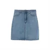 WOMENGAGA American High Waist Elastic Hip Mini Skirt Slim A-line Short Shows Thin Button Denim Skirts 61S8 210603