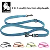 Truelove 7 en 1 Multi-fonction Réglable Dog Main Free Pet Entraînement Laisse de laisse réfléchissant Multi-utilité Laisse de laisse de chien 2 chiens