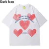 Heart Oversized Streetwear Herr T-shirt Kortärmad Hip Hop Tshirts Man Kläder 210603