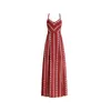 PERHAPS U Red Boho Bohemian Geometric Strap Sleeveless Backless V Neck Cross Empire Maxi Long Dress Summer Beach Vocation D0473 210529