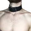 Belts Fetish Man Gay Fashion Neck Bondage PU Leather Sexy Male Collar Metal Ring Garter Club Party Accessories Suspenders