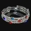 Mode Goud Verzilverd Rhinestone Manchet Armband Voor Vrouwen Meisje Rood Blauw Kleurrijke Shinning Crystal Width Armbanden Armbanden Q0719