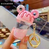 Liquid Glitter Cute Milk Tea Cup Key Chain For Bag Pendant Accessories Creative Car Key Chain Gift G1019