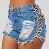 Sexy Summer Women Denim Shorts New Black Blue High Waist Ripped Short Jeans Femme Tassel Lace Up Bandage Hotpants 210306