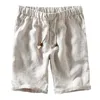 Men Summer Fashion Japan Style 100% Linen High Quality Elastic Waist Shorts Male Solid Color Simple Casual Slim Daily pan 210712
